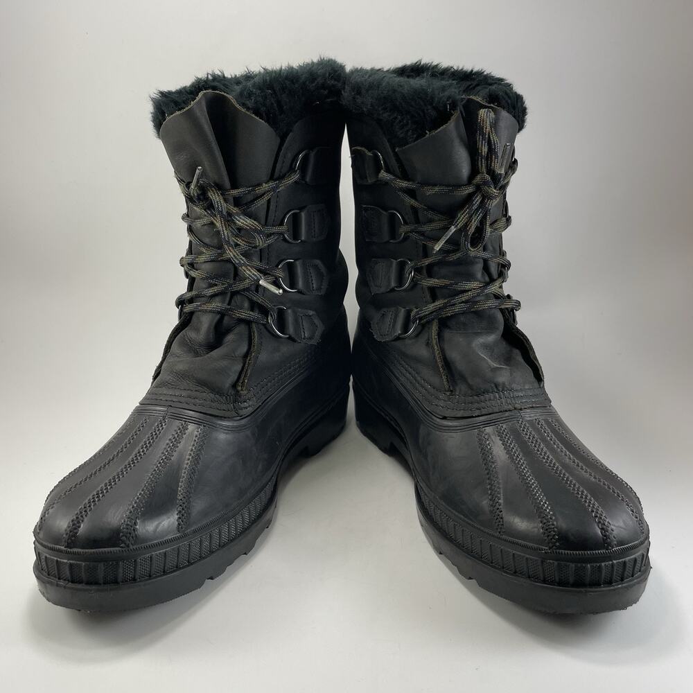 Sorel Caribou Winter Boots Mens Size 10 Waterproof Black Leather Lined Lace Up - Picture 9 of 11